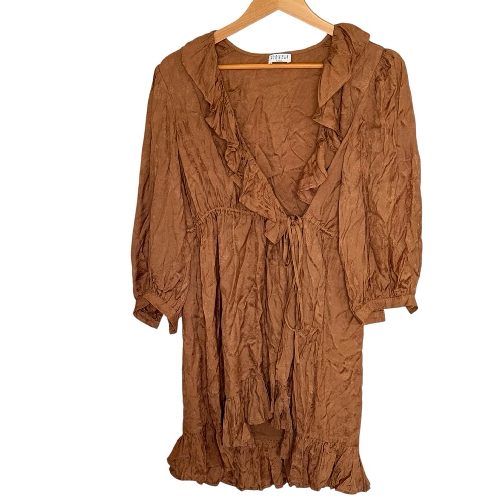 Claudie Pierot Long Sleeve Brown Wrap Dress Size 38